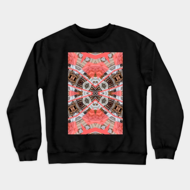 Living Coral Pantone Colour of the Year 2019 pattern decoration with neoclassical architecture Crewneck Sweatshirt by Reinvention